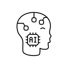 cybernetics line icon with white background vector stock illustration