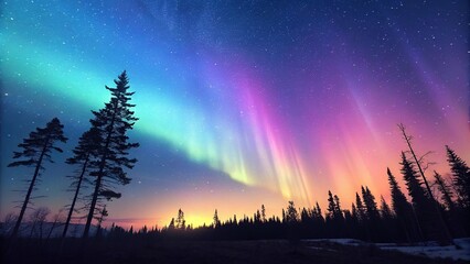 Softly glowing aurora borealis gradient with shades of blue purple pink and gold, gradient, nature
