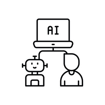 turing test line icon with white background vector stock illustration