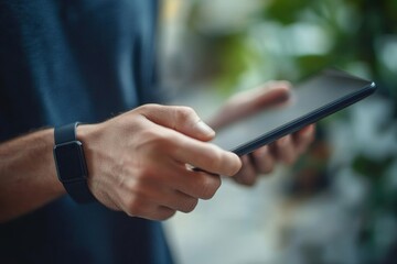 Close Up Hands Using Tablet for Multitasking with Laptop and Cellphone in Digital Communication