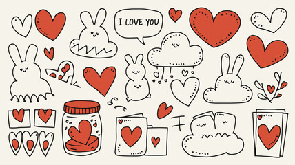 Hand drawn valentine day doodle for templates