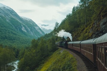 railways along with trees and greenland with generative ai