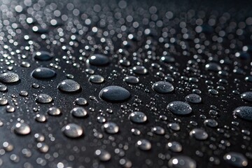Water droplets with high definition on dark, bead, small, shiny, high definition