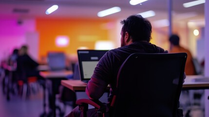 A person with disabilities participating in a technology workshop for accessibility innovations, Reflecting innovation and inclusivity in tech development, photography style