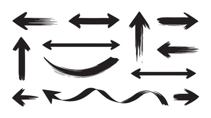 Hand drawn black arrows isolated on white background.