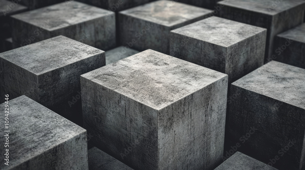 Poster simple 3d image: gray blocks.