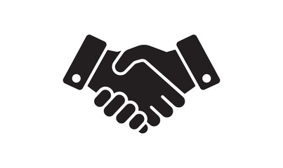 Handshake vector icon Black and white business handshake symbol 