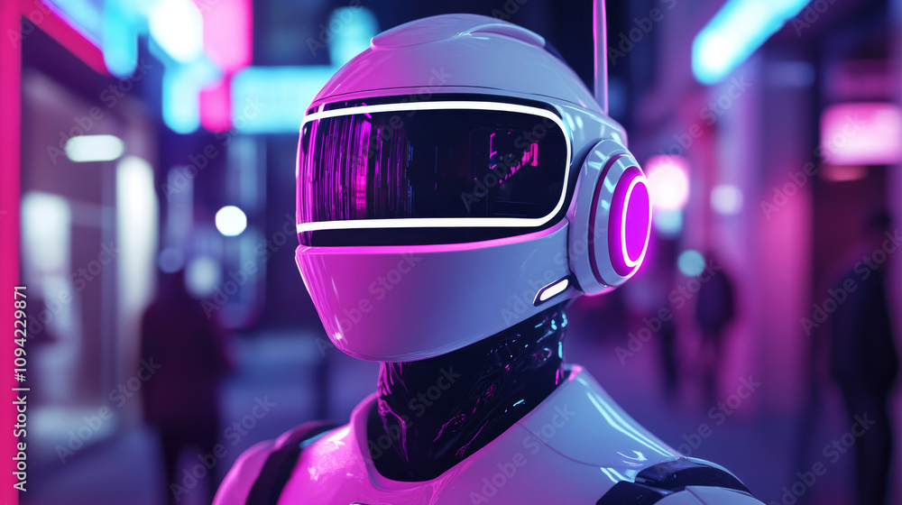 Poster smart cities and the metaverse are shaping the future of digital marketing. robots and 3d technology