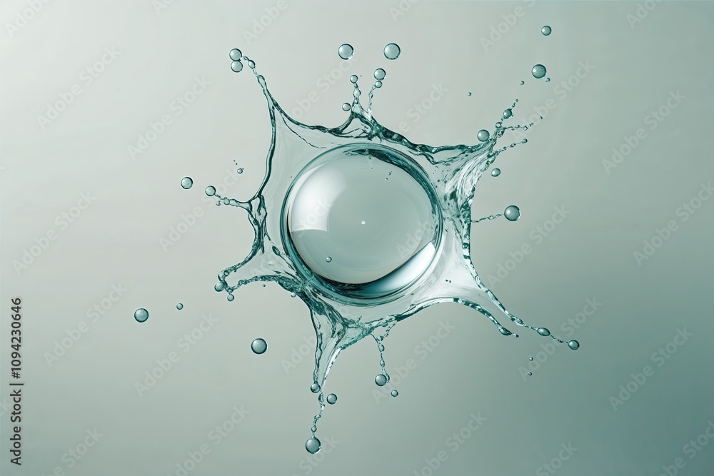 Poster translucent orb splash on soft white background