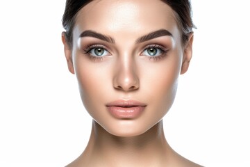 Fototapeta premium Beautiful woman with glowing skin and a healthy look, exuding a fresh, natural vibe