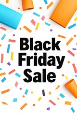 Black Friday Sale Banner, Vibrant Black Friday Sale Poster with Discount Symbols and Confetti