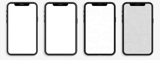 Realistic Smartphone Mockup Collection with Transparent Screens and Different Designs