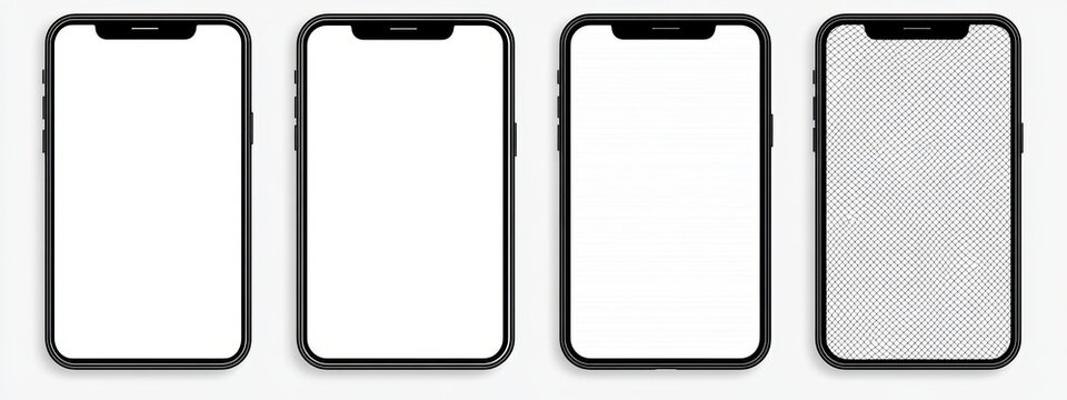 Realistic Smartphone Mockup Collection with Transparent Screens and Different Designs