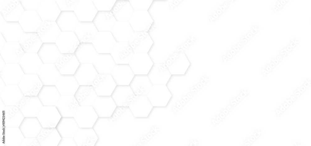 Poster abstract white honeycomb pattern background with copy space for text. white hexagon pattern.