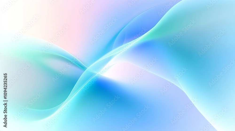 Poster abstract fluid wave motion iridescent pastel gradient background with smooth curves and colorful hol
