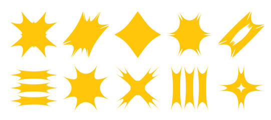 Trendy Y2k star shape collection. Simple funky groovy abstract shapes set. 