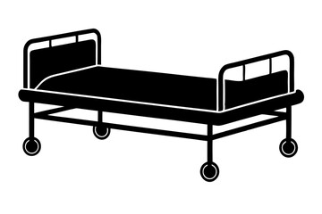 Hospital Patient Bed Silhouette Vector Illustration - Medical and Healthcare Design