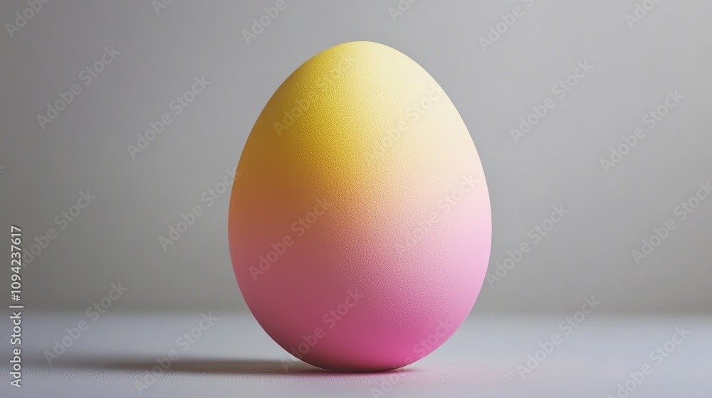 Poster vibrant gradient egg with soft yellow to pink color transition on neutral background for creative an