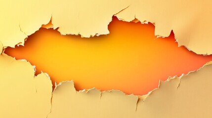 Torn paper revealing vibrant orange and yellow gradient background in framing design for negative space