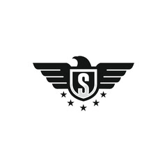 Initial S eagle shield logo template vector