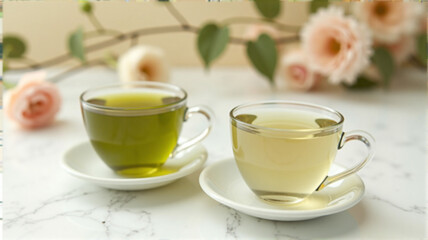 cup of tea and flowers