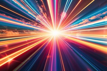 Vibrant Lens Flare Effect with Bright Radiance and Energetic Light Beam