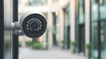 Modern Security Camera on Building Exterior