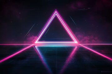 Futuristic neon triangle symbolizing innovation, technology, and retro aesthetic