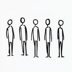 Minimalist black and white stick figure illustrations of people in various poses for graphic design use