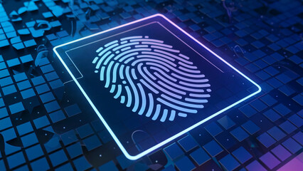 Digital identity registration application data security hub graphic design futuristic environment close-up view modern concept