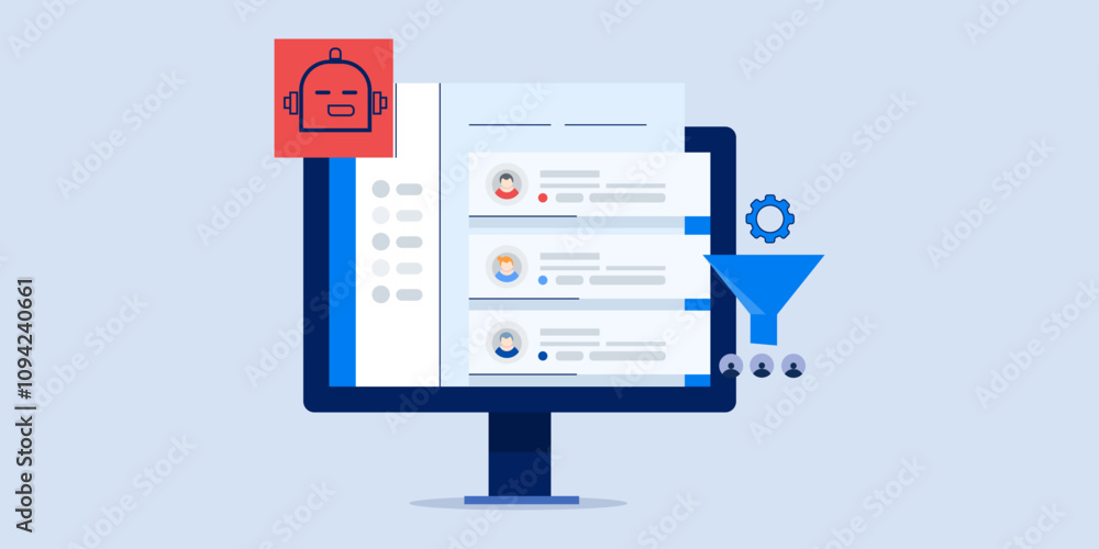 Poster sales funnel creation and generating lead ai business solution, marketing automation with artificial