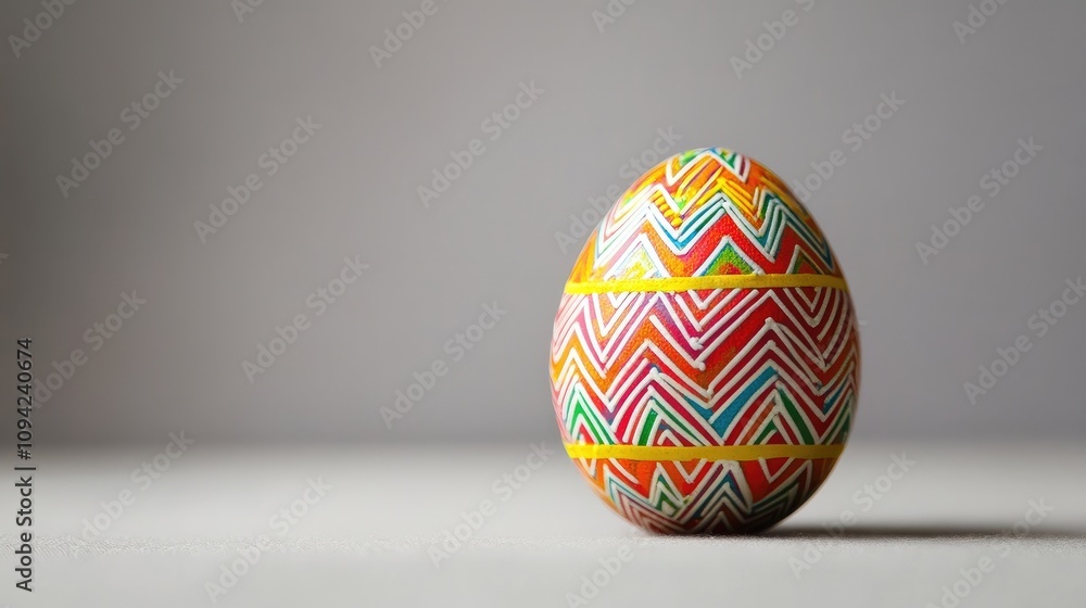 Aufkleber vibrantly colored decorative easter egg with intricate patterns on a light background for spring cel