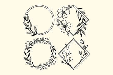 black and white Floral Frame vector