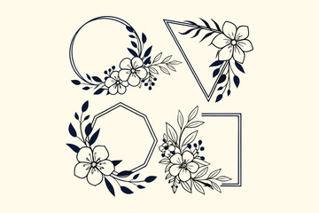 black and white Floral Frame vector