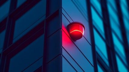 Red Security Light on Modern Building