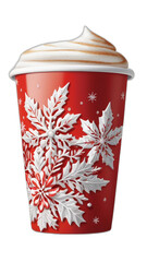 Red Christmas Themed Coffee Cup. Transparent PNG