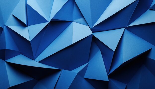 Abstract blue low-poly background with geometric shapes and polygonal texture.