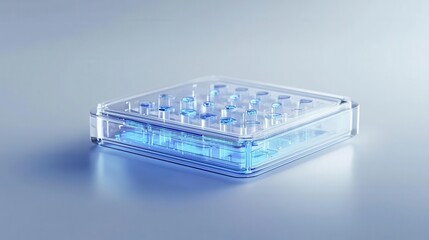 Microfluidic chip, lab-on-a-chip technology isolated on white background