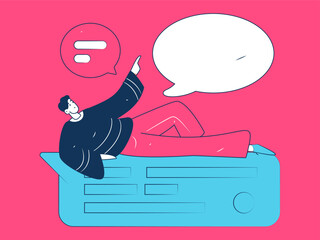 Virtual characters social communication concept business flat vector hand drawn illustration
