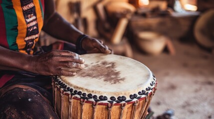 Craftsman skillfully shapes a Swazi ceremonial drum in a workshop filled with traditional tools