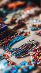 Colorful beaded jewelry showcases Filipino craftsmanship against a soft background