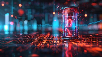 Obraz premium Futuristic data capsule on circuit board.