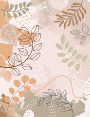 Design banner frame background .Colorful poster background vector illustration.Exotic plants, branches,art print for beauty, fashion and natural products,wellness, wedding and event.