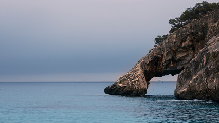 Rocky coast of the island of Sardinia in the Mediterranean Sea