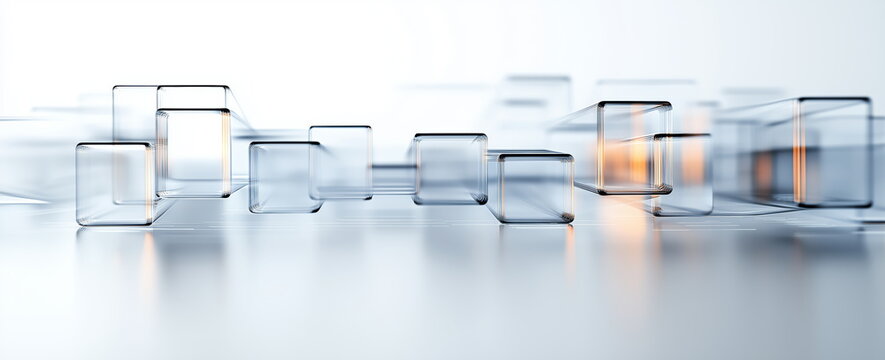 White clean title screen , abstract cube  background.