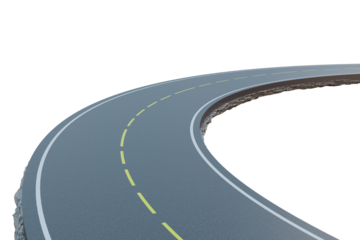 3D Infinity Loop Road Design: Winding Asphalt Highway Curves Through Floating Landscapes, Sunny Sky, and Endless Loops Symbolizing Speed, Mobility, Innovation, and Boundless Opportunities png