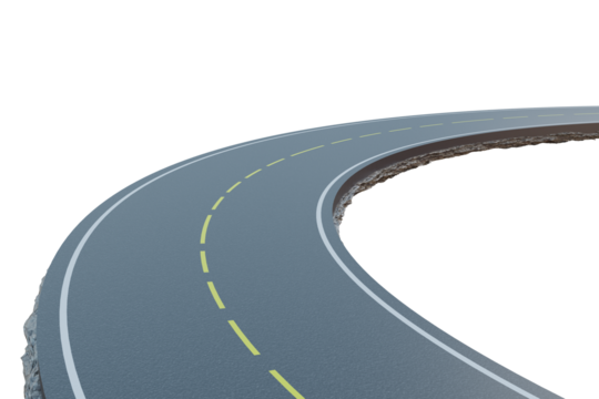 3D Infinity Loop Road Design: Winding Asphalt Highway Curves Through Floating Landscapes, Sunny Sky, and Endless Loops Symbolizing Speed, Mobility, Innovation, and Boundless Opportunities png