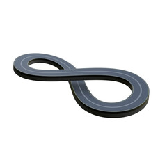 3D Infinity Loop Road Design: Winding Asphalt Highway Curves Through Floating Landscapes, Sunny...