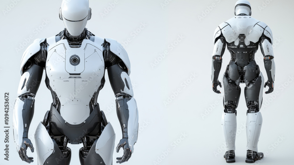 Poster humanoid robots with advanced ai technology are the future. this futuristic concept uses artificial 