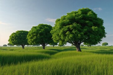 Fototapeta premium Transform Natural Grassland Into Lush Vibrant 3D Greenery
